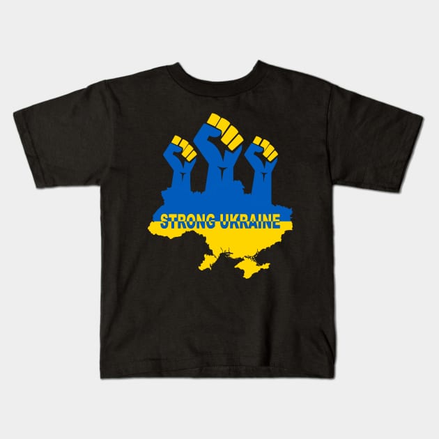 Ukraine Strong Ukraine Flag Kids T-Shirt by Global Creation